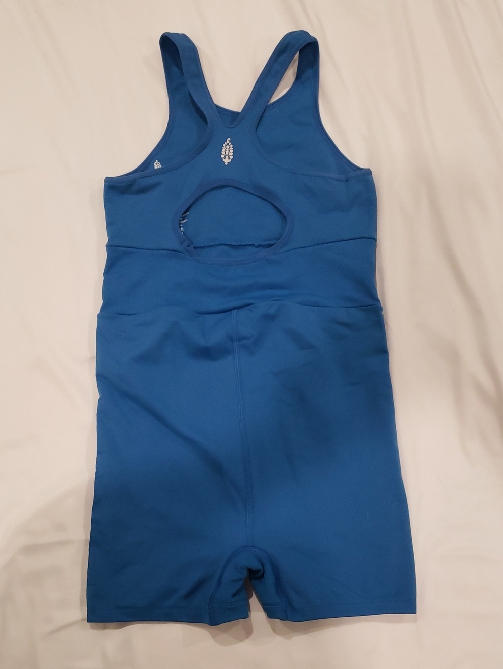 Womens Blue One-Piece Swim Shortie